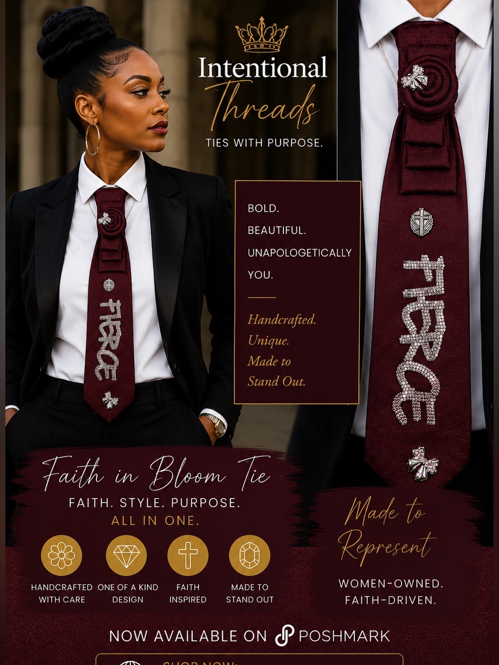 Faith in Bloom Necklace — Burgundy Statement Tie-Necklace